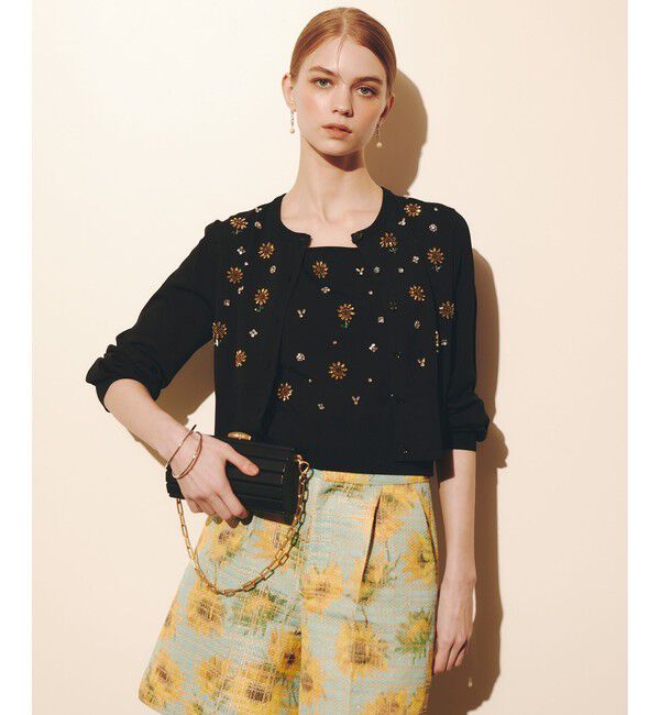 LOULOU WILLOUGHBY「 WEB 一部店舗限定【LOULOU WILLOUGHBY】サンフラワービジューカーディガン」|カーディガン|