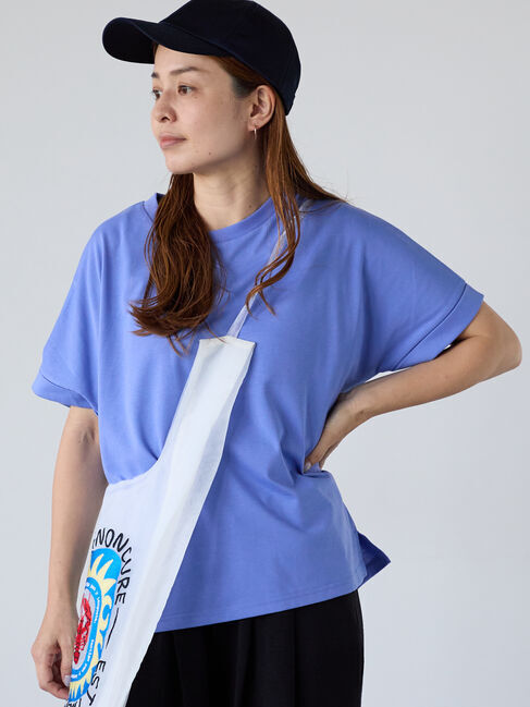 Lugnoncure「【接触冷感】ロールスリーブトップス」|Tシャツ・カットソー|ブルー