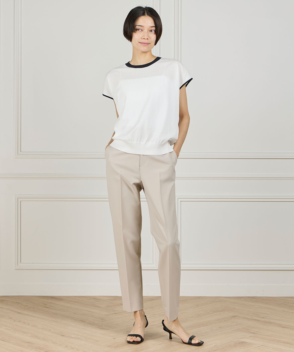 INED「《大きいサイズ》フレンチスリーブニット」|ニット・セーター|