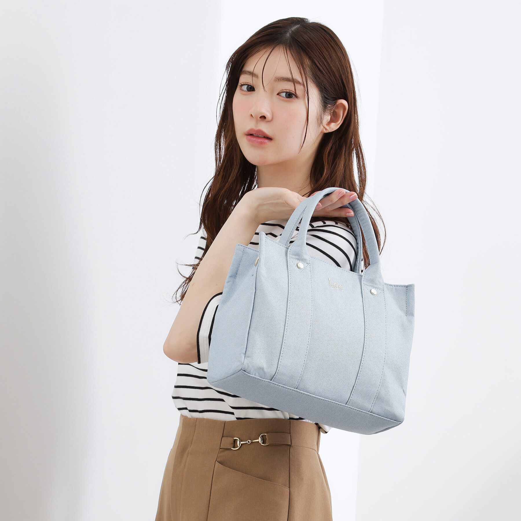 grove「【Lee別注】麻調スクエア2WAYトート」|トートバッグ|サックスブルー(09