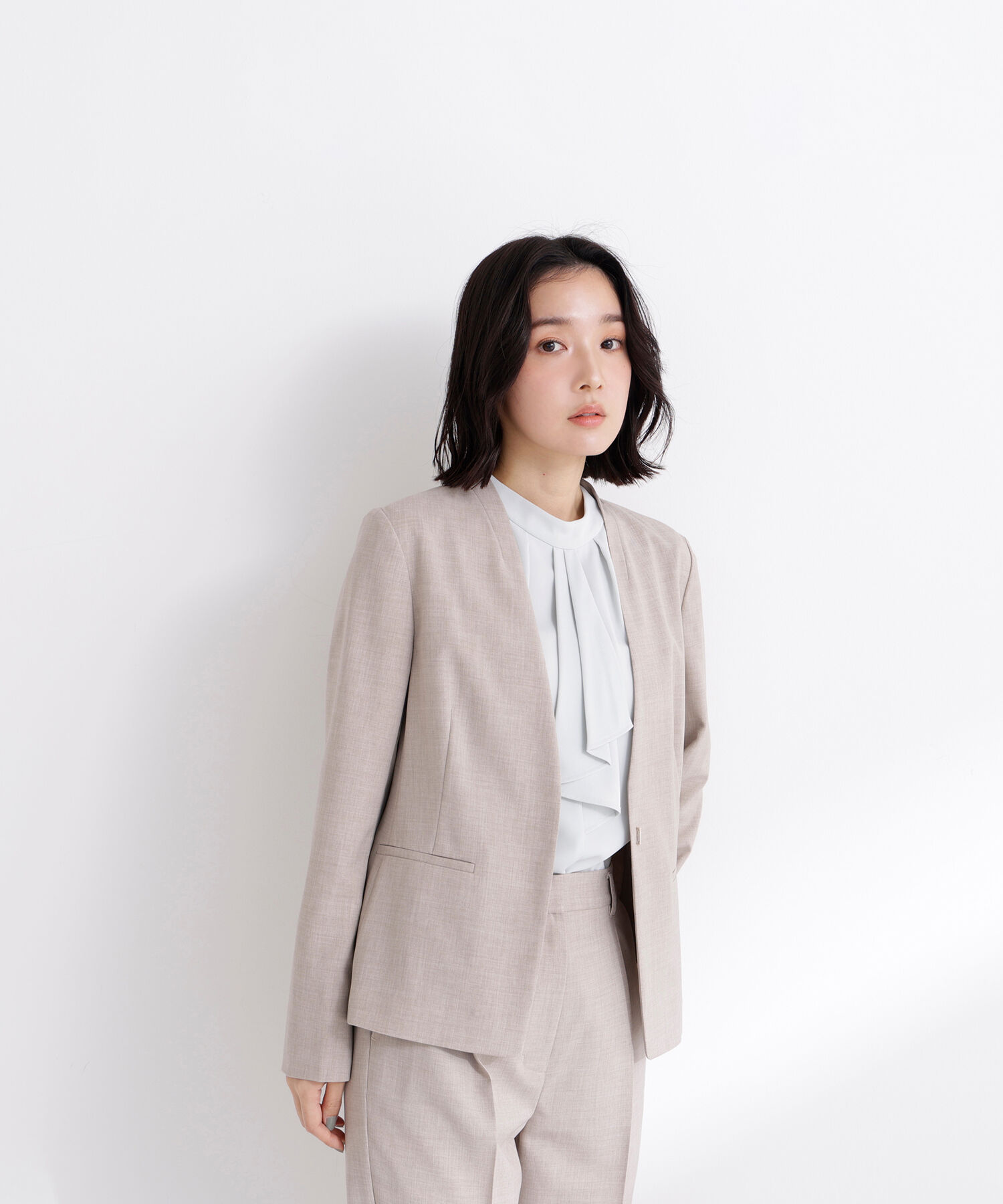  「リネンライク SETUP ノーカラージャケット」|その他|