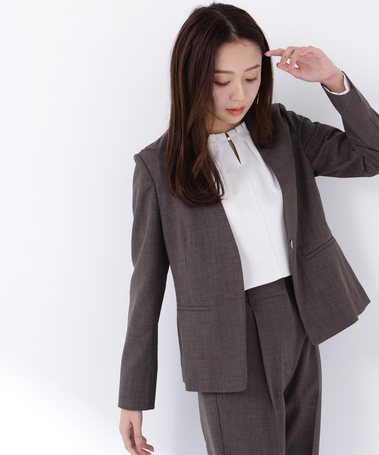  「リネンライク SETUP ノーカラージャケット」|その他|