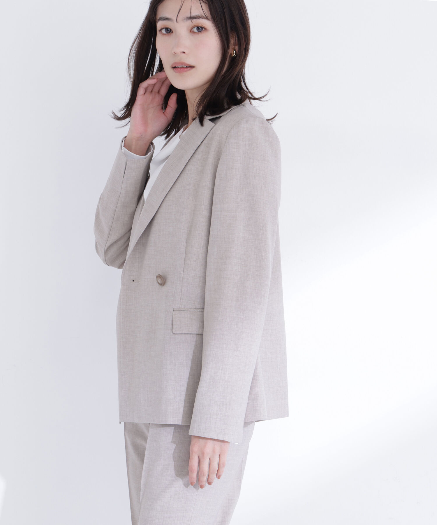  「リネンライク SETUP ダブルボタンジャケット」|その他|