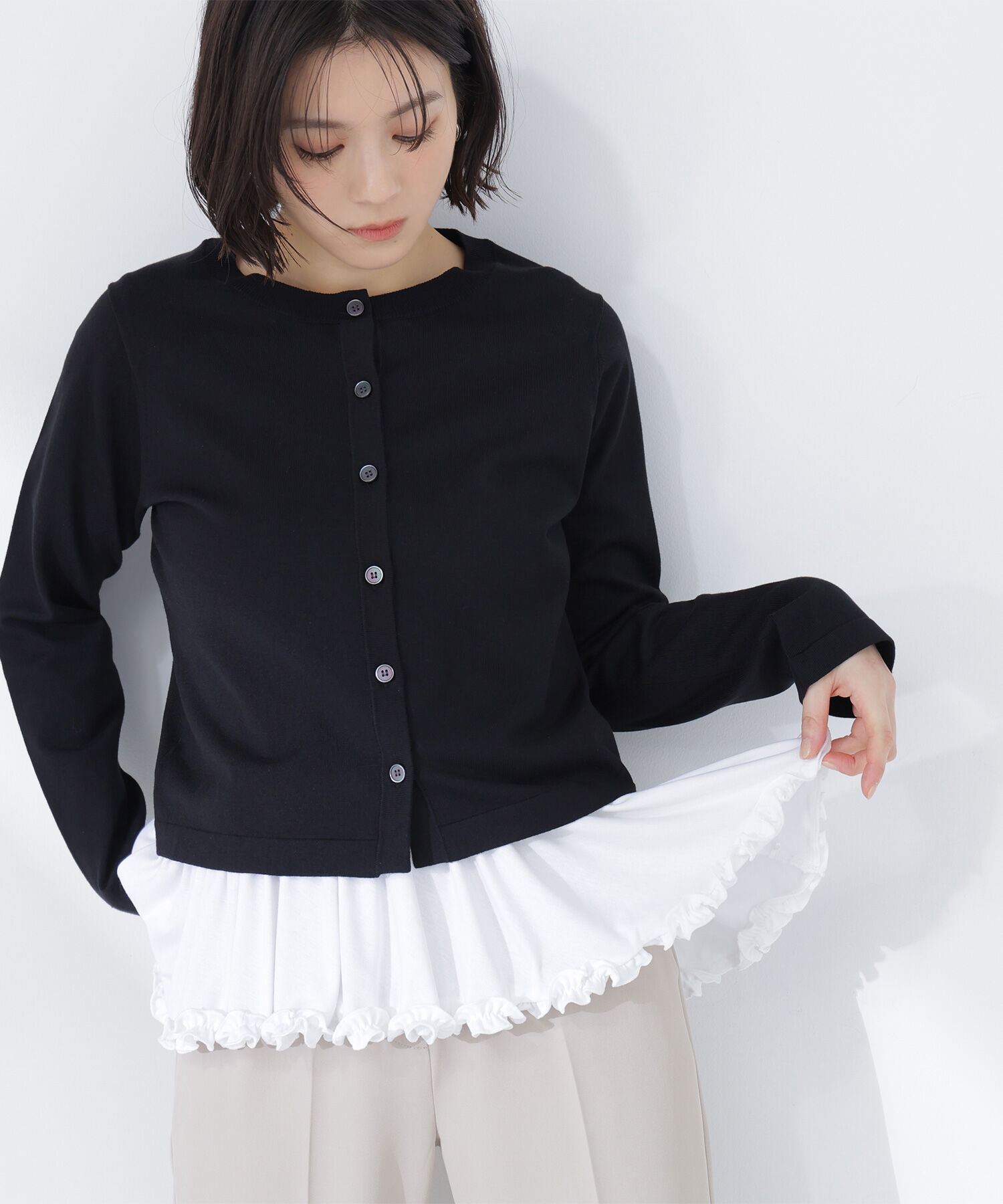  「ベーシックカーディガン」|ニット・セーター|ブラック