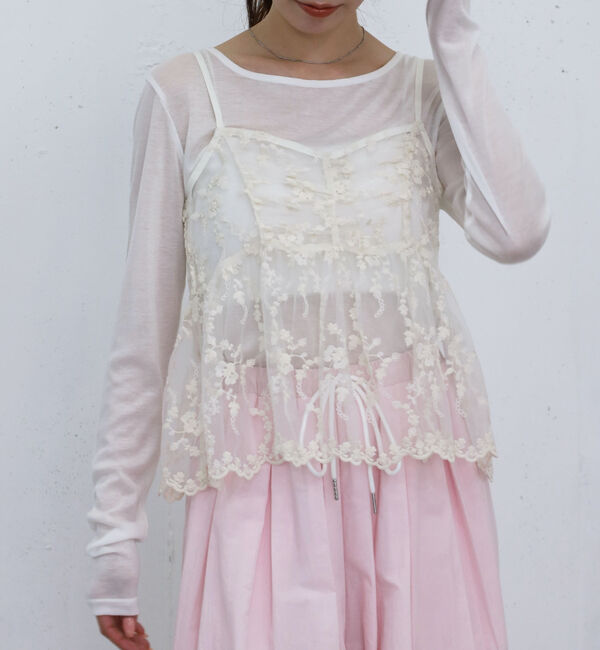 archives「刺?レースペプラムビスチェ&times;シアーカットＴＯＰＳ」|カーディガン|