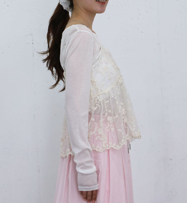 archives「刺?レースペプラムビスチェ&times;シアーカットＴＯＰＳ」|カーディガン|
