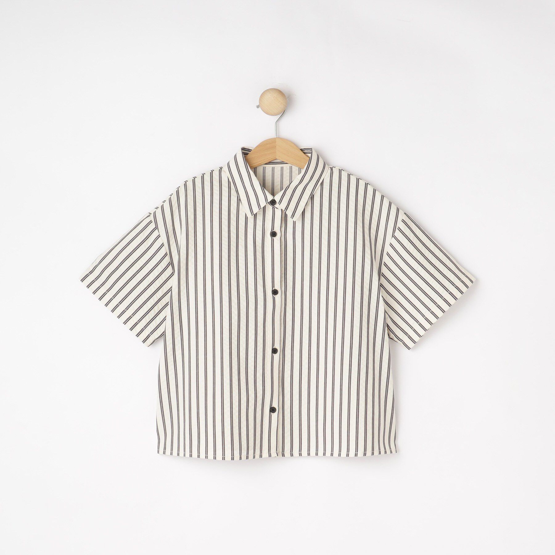 SHOO･LA･RUE「【セットアップ可能/親子リンク】サッカーストライプシャツ」|シャツ・ブラウス|