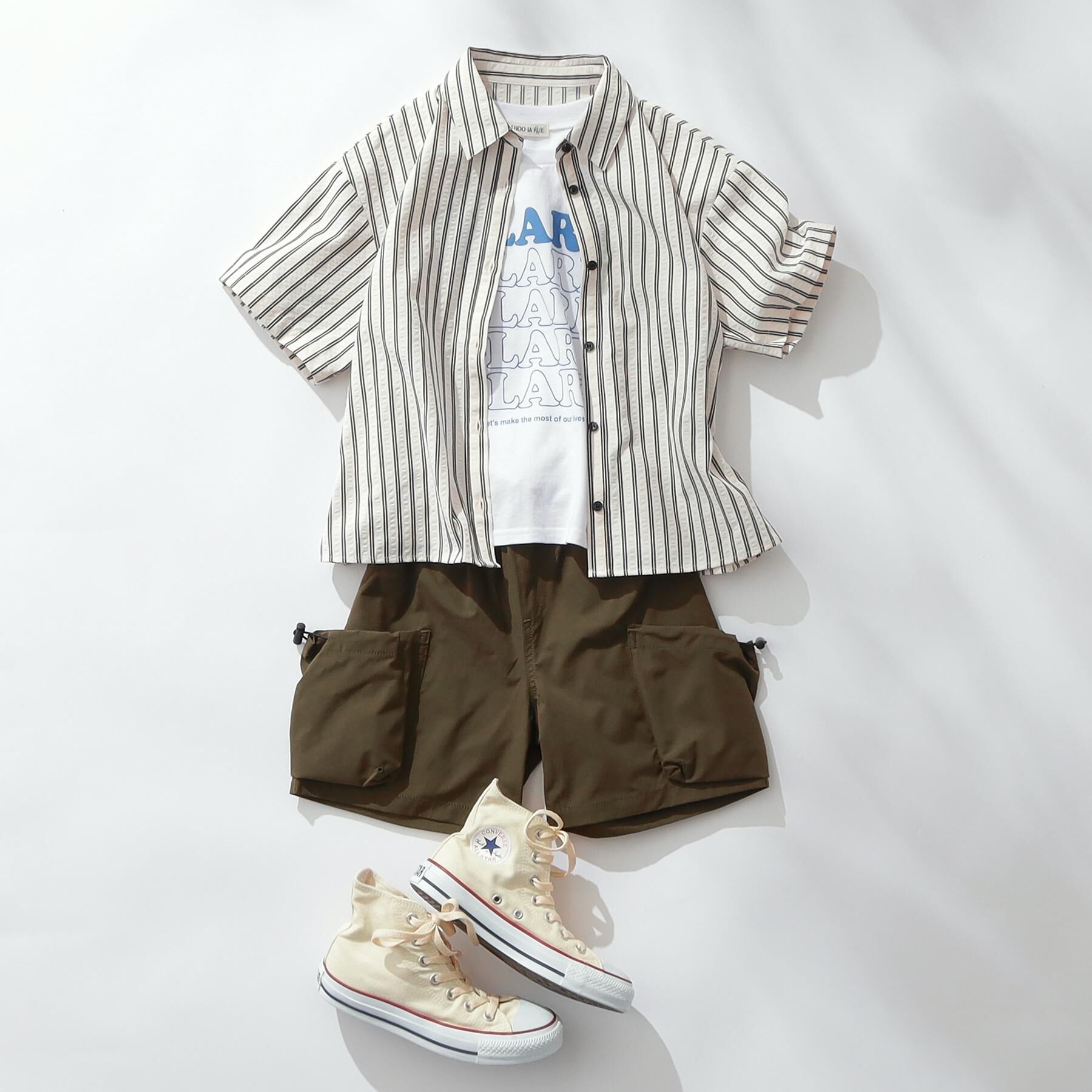 SHOO･LA･RUE「【セットアップ可能/親子リンク】サッカーストライプシャツ」|シャツ・ブラウス|