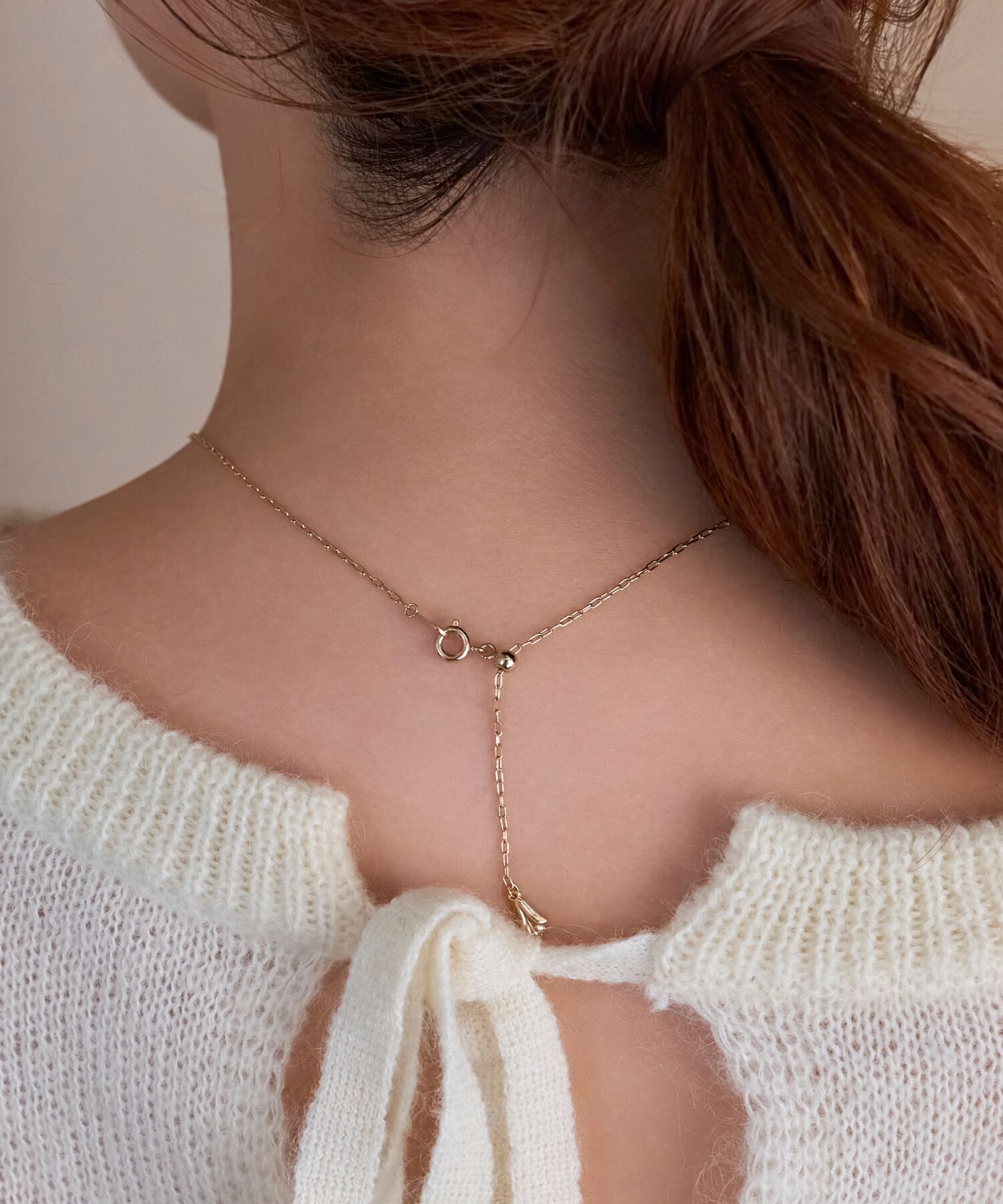 Phoebe「【金属アレルギー対応】ラディアンスビジューYラインネックレス　ゴールド」|ネックレス|