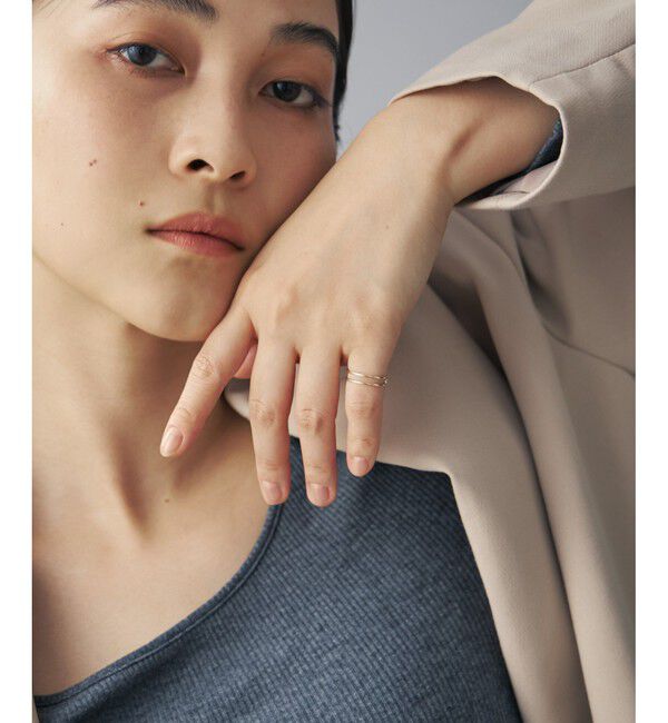 Jouete「K10YG ピンキーリング ダブルライン」|リング|