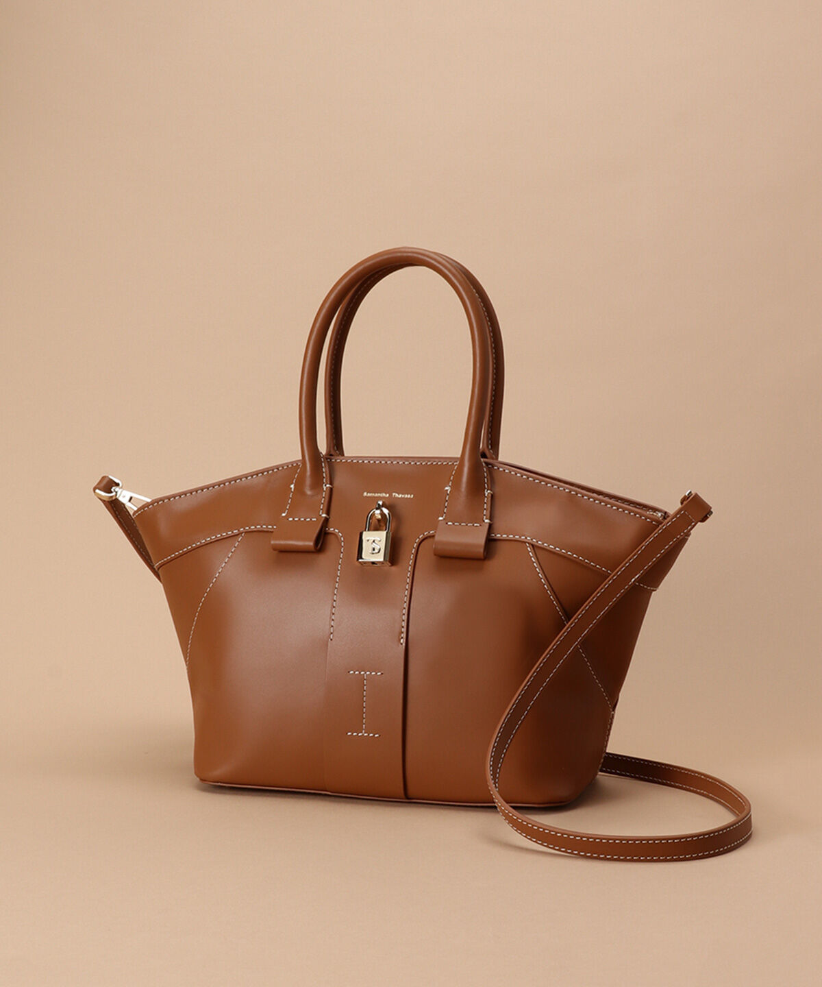 Samantha Thavasa「ステッチデザイン レザーハンドバッグ」|ハンドバッグ|