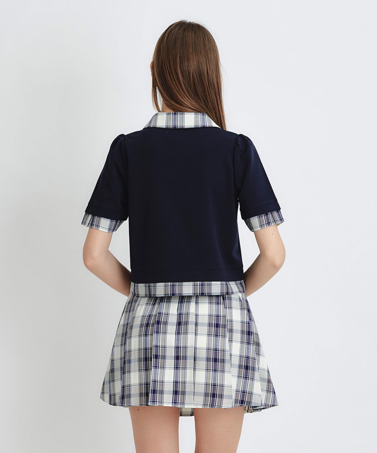 REDYAZEL「ロゴブローチブラウス&times;チェックプリーツミニスカートセットアップ」|ワンピース|