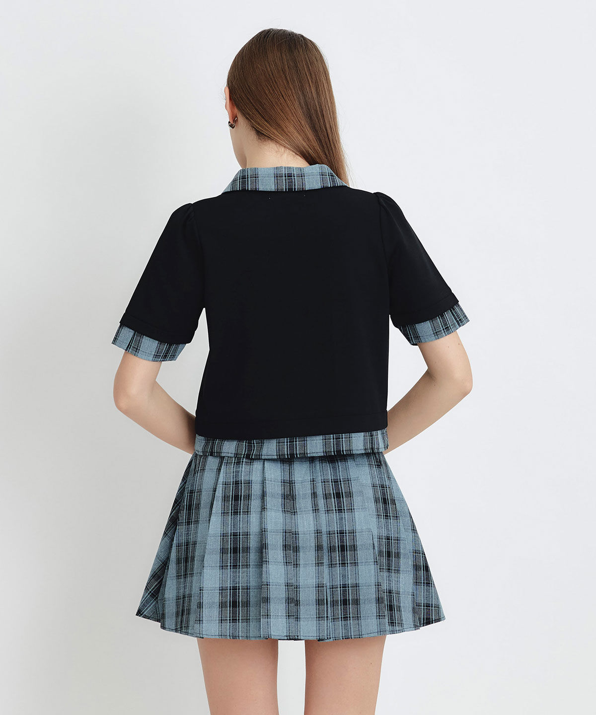 REDYAZEL「ロゴブローチブラウス&times;チェックプリーツミニスカートセットアップ」|ワンピース|