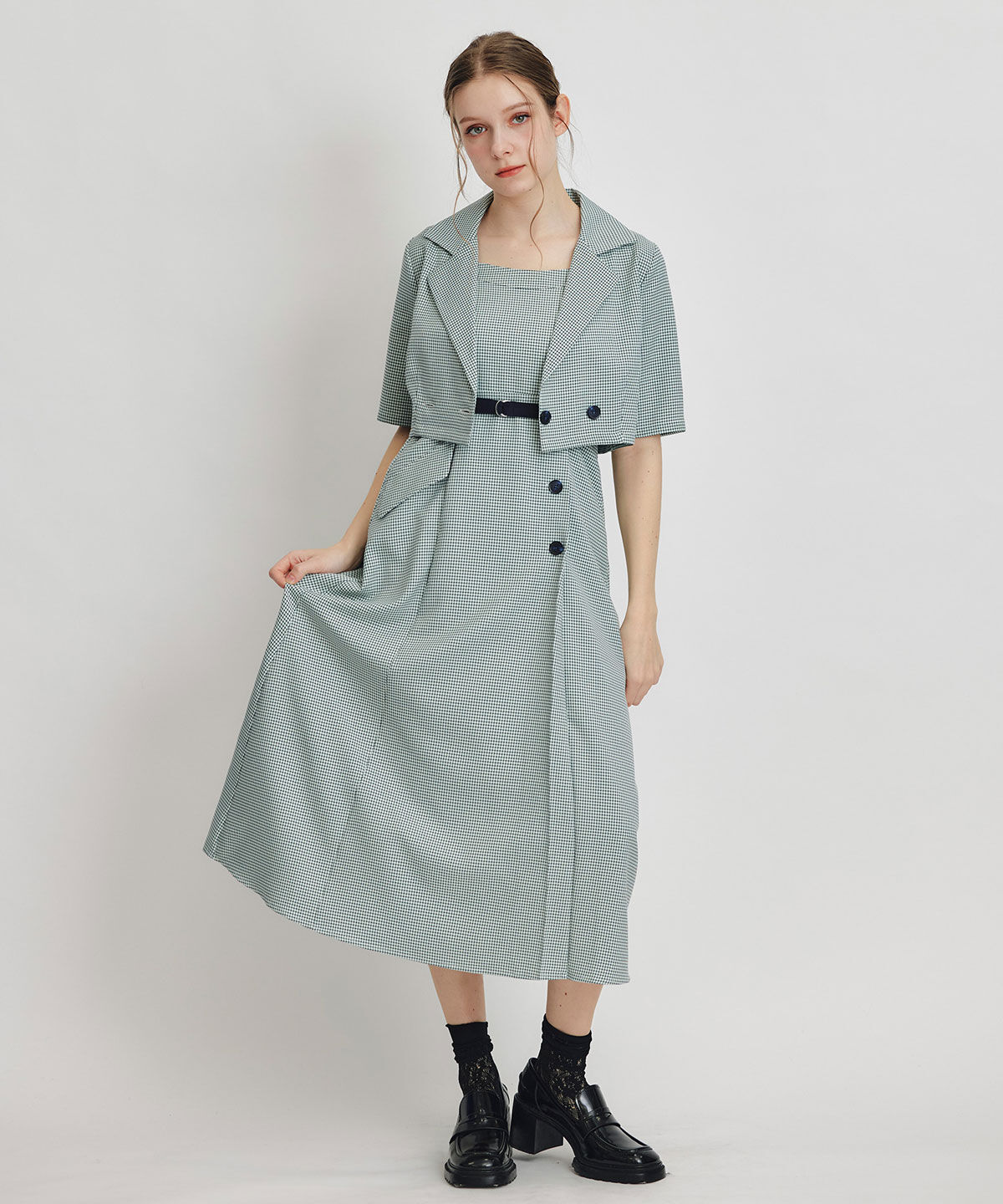 REDYAZEL「ﾁｪｯｸｼｮｰﾄｼﾞｬｹｯﾄxｱｸｾﾝﾄﾍﾞﾙﾄﾌﾚｱﾛﾝｸﾞﾜﾝﾋ」|ワンピース|