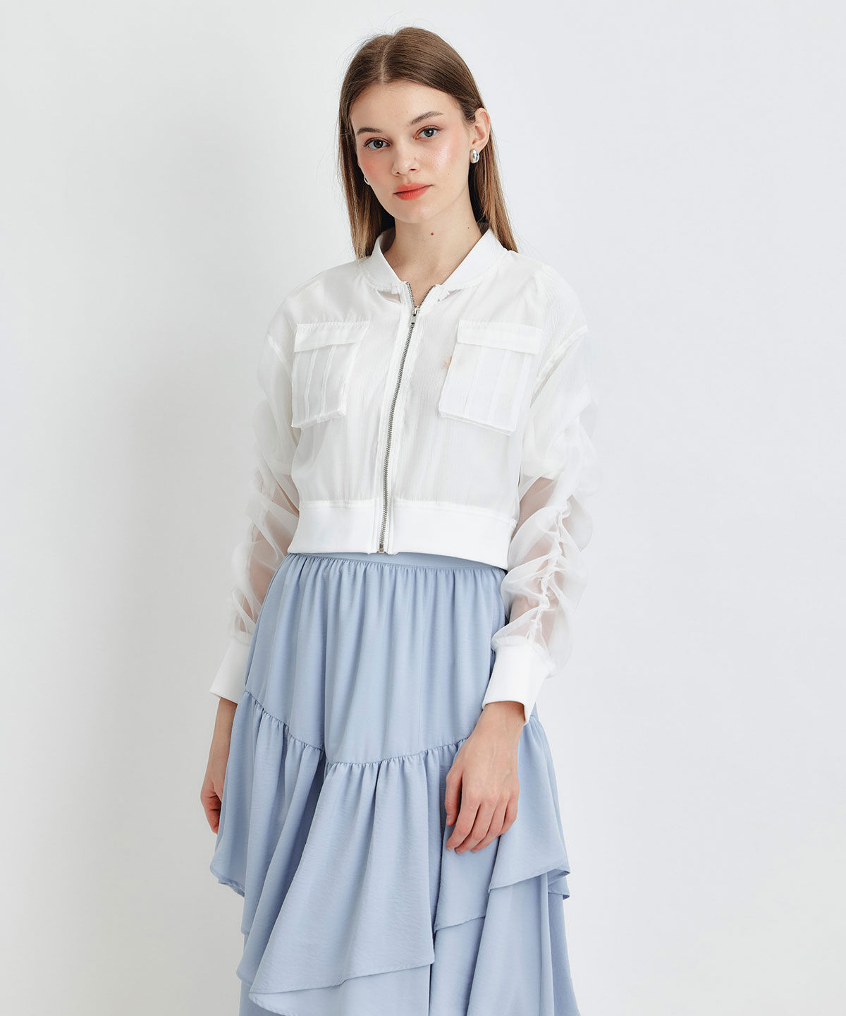 REDYAZEL「ギャザーシアーショートブルゾン」|ブルゾン・スタジャン|