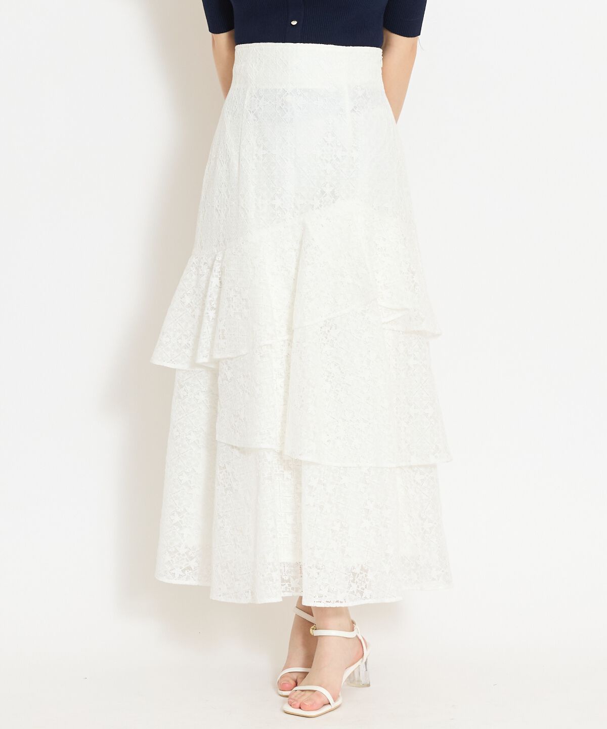 WILLSELECTION「アシメティアードレーススカート」|フレア|