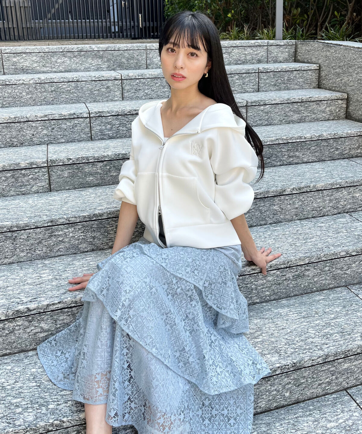 WILLSELECTION「アシメティアードレーススカート」|フレア|