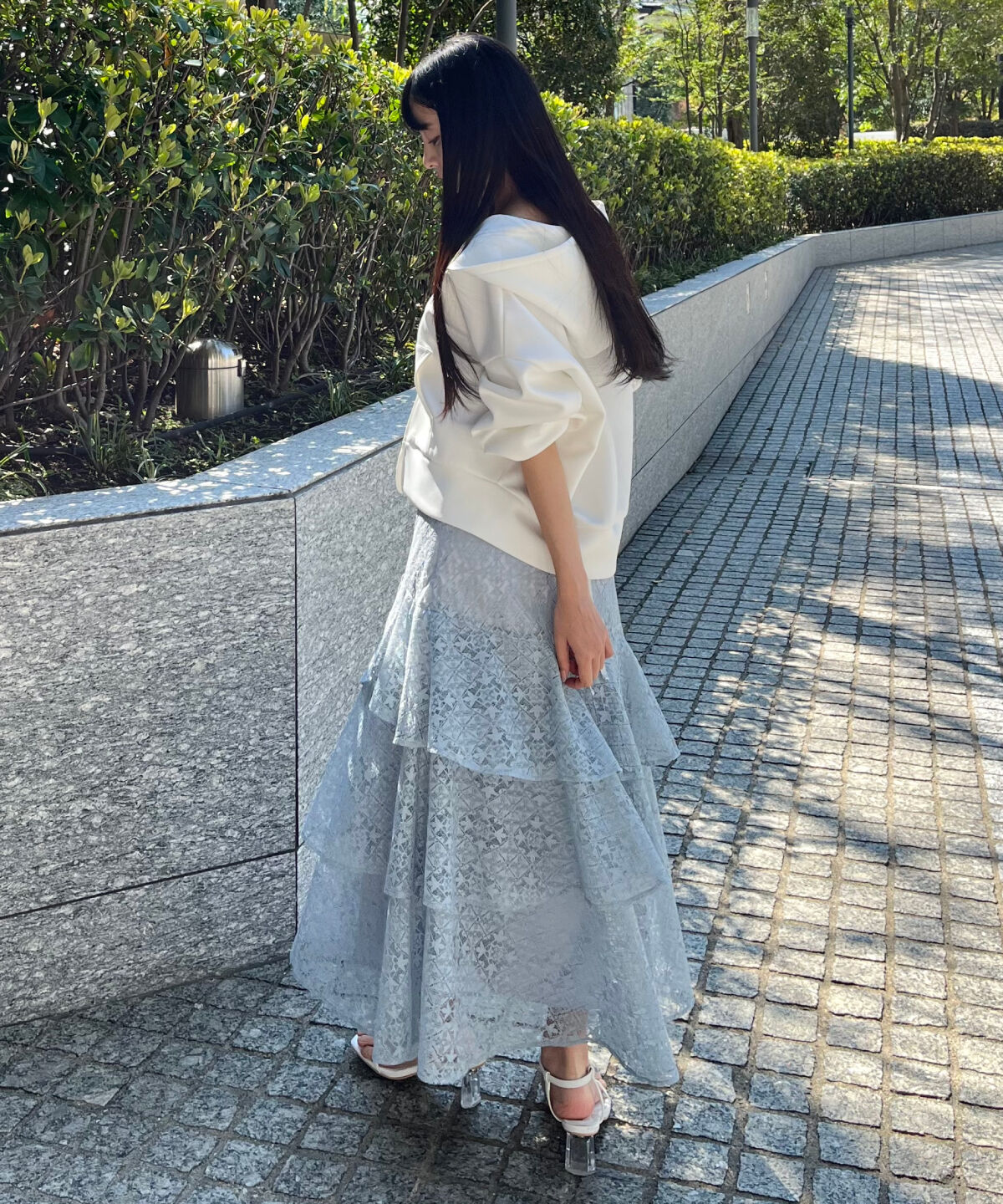 WILLSELECTION「アシメティアードレーススカート」|フレア|