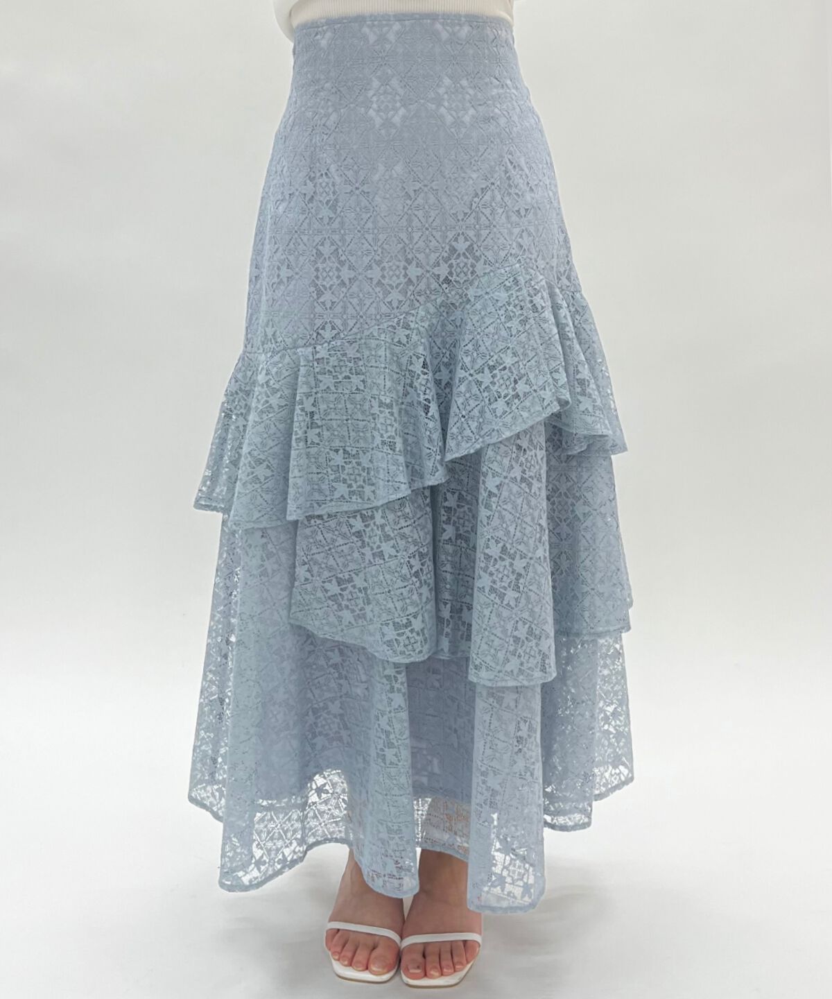 WILLSELECTION「アシメティアードレーススカート」|フレア|