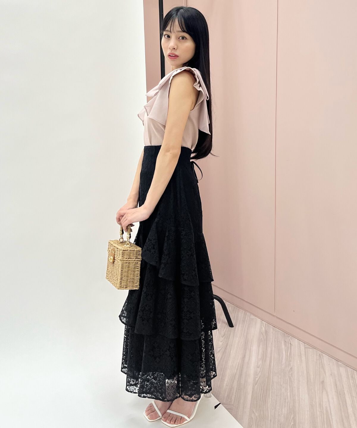 WILLSELECTION「アシメティアードレーススカート」|フレア|