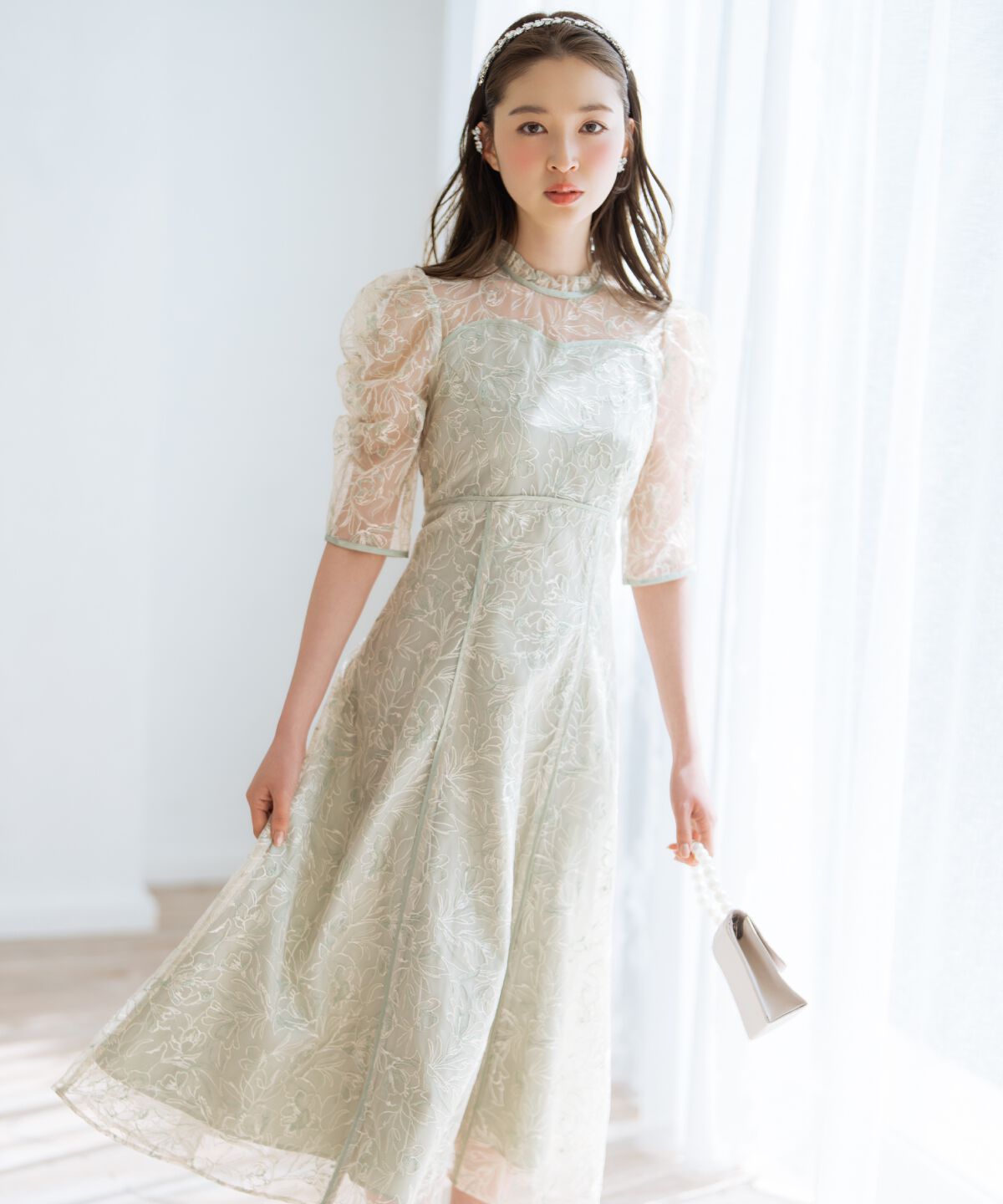 WILLSELECTION「パイピングライン刺繍ワンピース」|ドレス|