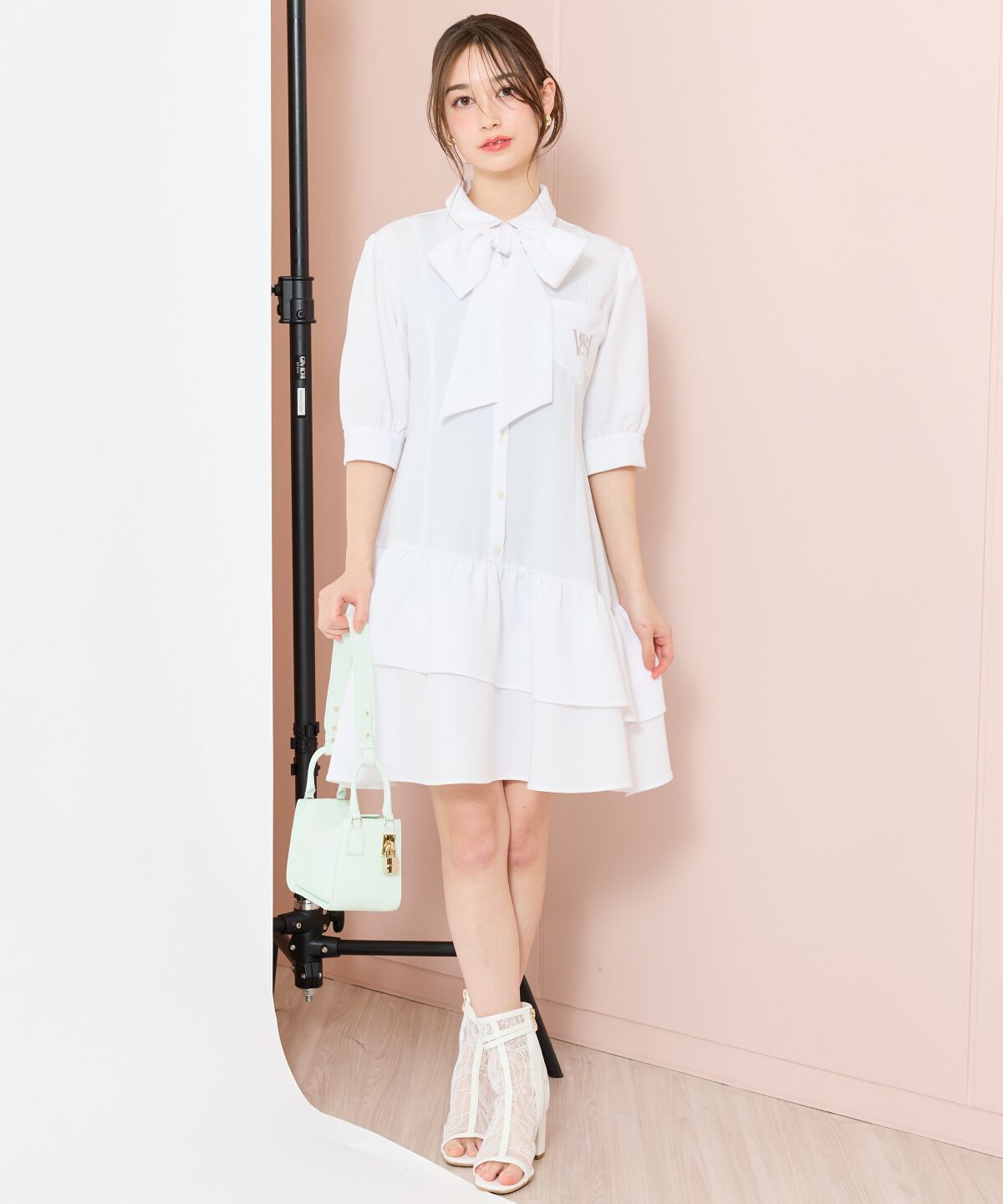 WILLSELECTION「ティアードフリルリボンタイシャツワンピース」|ワンピース|