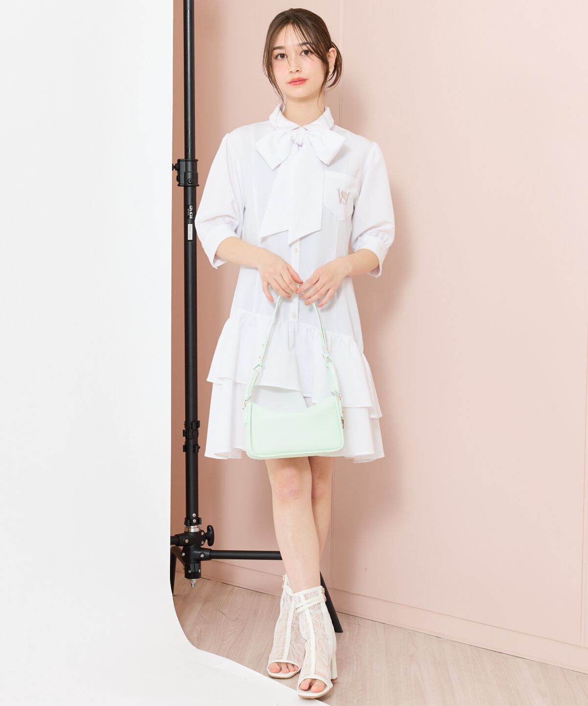 WILLSELECTION「ティアードフリルリボンタイシャツワンピース」|ワンピース|