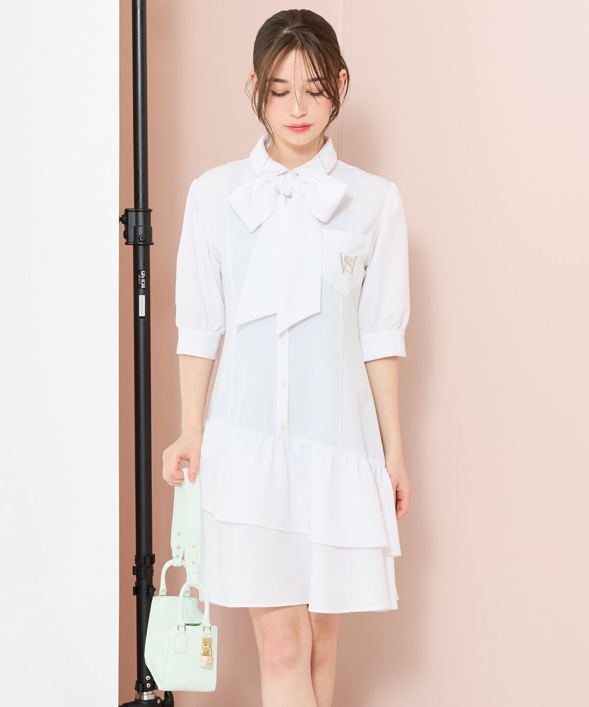 WILLSELECTION「ティアードフリルリボンタイシャツワンピース」|ワンピース|