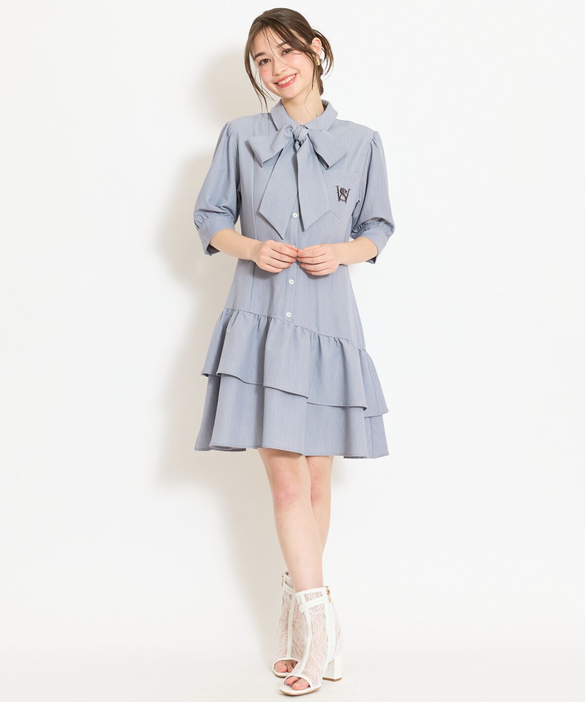 WILLSELECTION「ティアードフリルリボンタイシャツワンピース」|ワンピース|