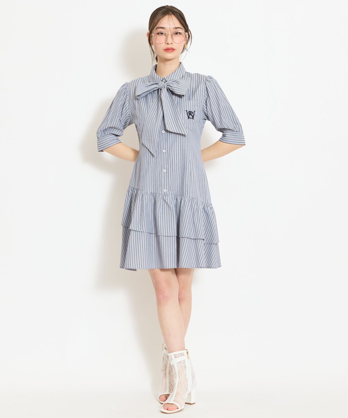 WILLSELECTION「ティアードフリルリボンタイシャツワンピース」|ワンピース|