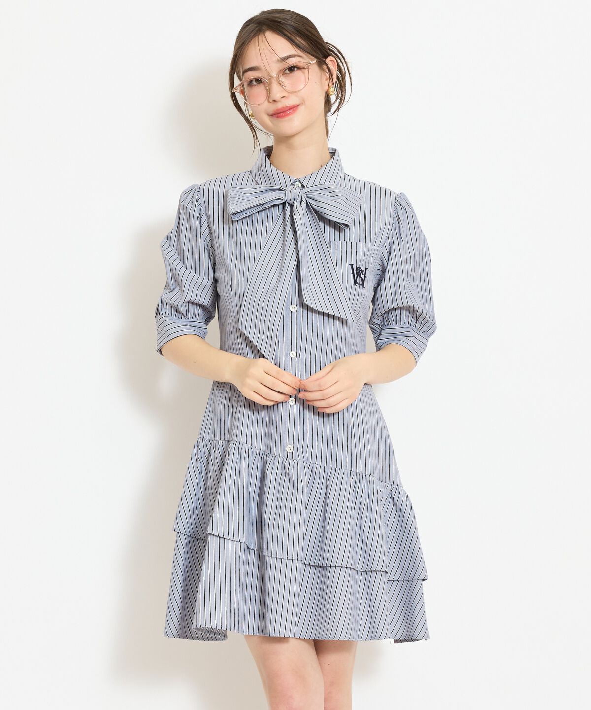 WILLSELECTION「ティアードフリルリボンタイシャツワンピース」|ワンピース|