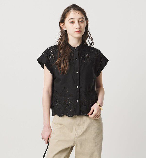 UNITED ARROWS「＜TICCA＞レース フレンチスリーブ シャツ」|シャツ・ブラウス|