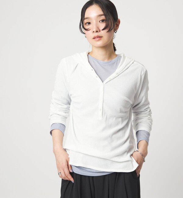 UNITED ARROWS green label relaxing「【WEB限定】＜at ease＞シアーテレコ フード ロングスリーブ カットソー」|Tシャツ・カットソー|