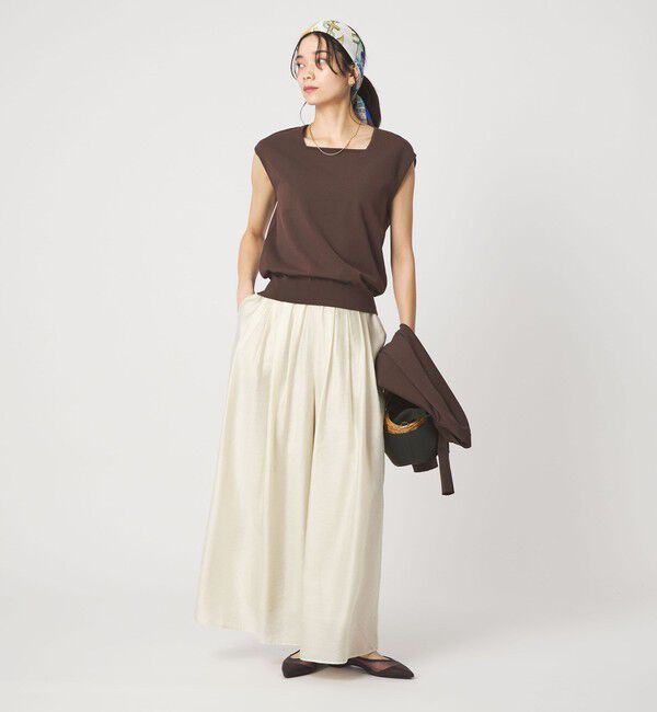 UNITED ARROWS green label relaxing「HIYOKE スクエアネック フレンチスリーブ ニット」|ニット・セーター|