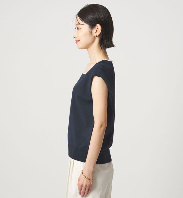 UNITED ARROWS green label relaxing「HIYOKE スクエアネック フレンチスリーブ ニット」|ニット・セーター|