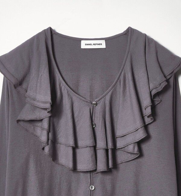 EMMEL REFINES「＜EMMEL REFINES＞EM フリルネック フライス カーディガン」|カーディガン|