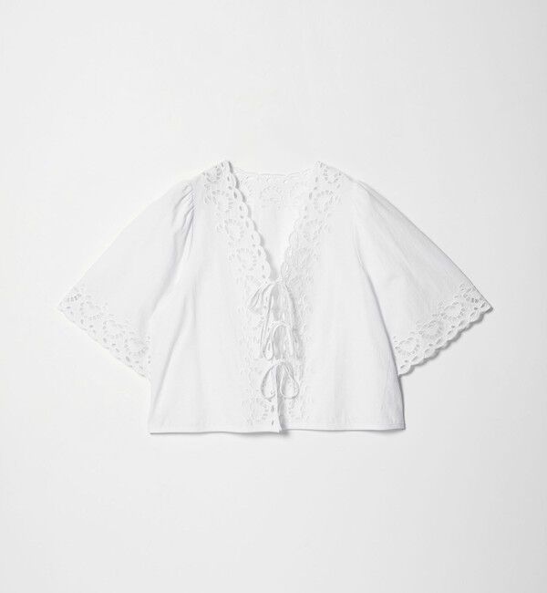EMMEL REFINES「＜EMMEL REFINES＞EM カットワーク刺しゅう ショートスリーブ ブラウス」|シャツ・ブラウス|
