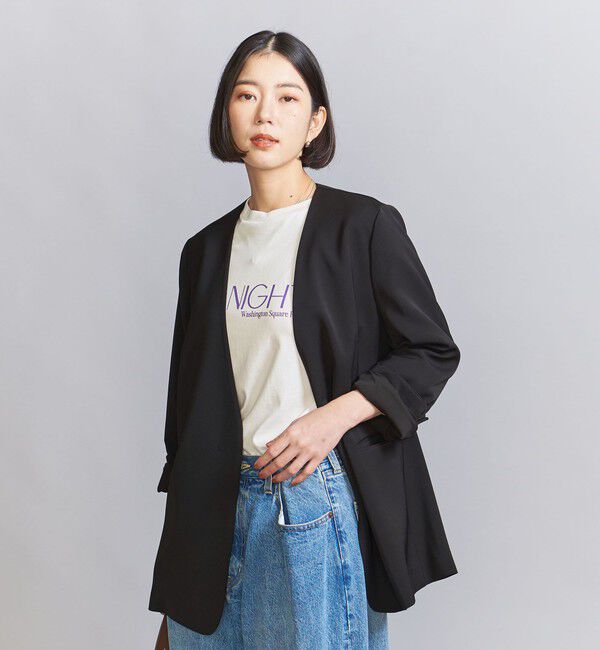BEAUTY&YOUTH UNITED ARROWS「【WEB限定 Wardrobe DAILY MINIMAL】ダブルクロス カラーレスジャケット ウォッシャブル」|ノーカラージャケット|