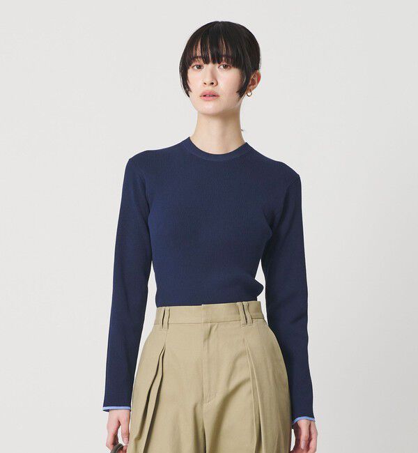 BEAUTY&YOUTH UNITED ARROWS「コットンブレンド リブライン ニットプルオーバー ウォッシャブル」|ニット・セーター|