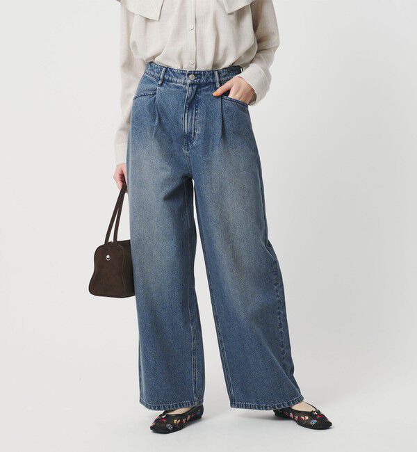 BEAUTY&YOUTH UNITED ARROWS「【WEB限定】タックワイド デニムパンツ」|デニム|NAVY