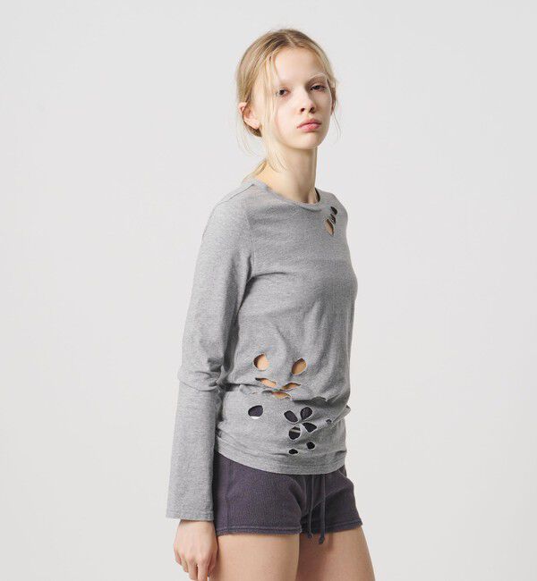 ATTISESSION「＜ATTISESSION＞フラワーモチーフ ホール ロングスリーブ Tシャツ」|Tシャツ・カットソー|