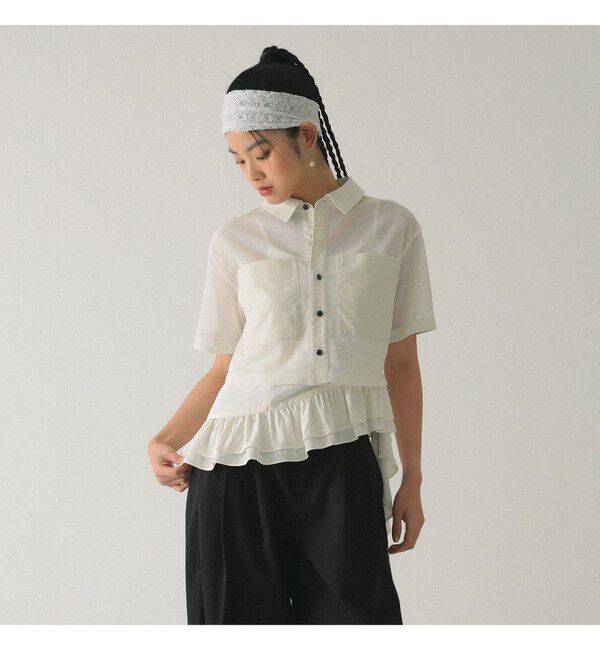 Ray BEAMS 「メッシュ クロップド シャツ」|シャツ・ブラウス|
