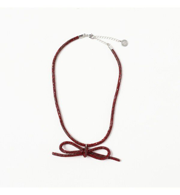 Ray BEAMS 「LOTUS PINK / ラインストーン ボウ ネックレス」|ネックレス|