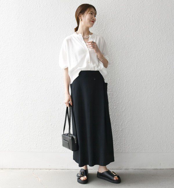 SHIPS any「SHIPS any:〈手洗い可能〉リネン ミックス ワイド パフ クルーネック シアー カーディガン」|カーディガン|