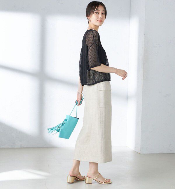 SHIPS for women「〈手洗い可能〉メッシュ編 半袖 ニット プルオーバー」|ニット・セーター|