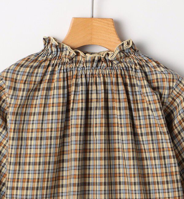 SHIPS KIDS「ARCH&LINE:125～145cm / オーガニック コットン チェック フリル ブラウス」|シャツ・ブラウス|