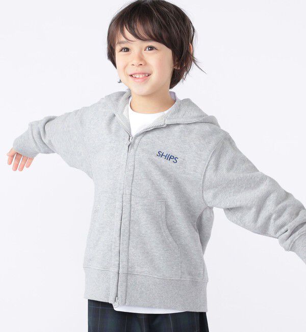 SHIPS KIDS「SHIPS KIDS:100～130cm / ロゴ フード ジップ パーカ」|パーカー|ライトグレー