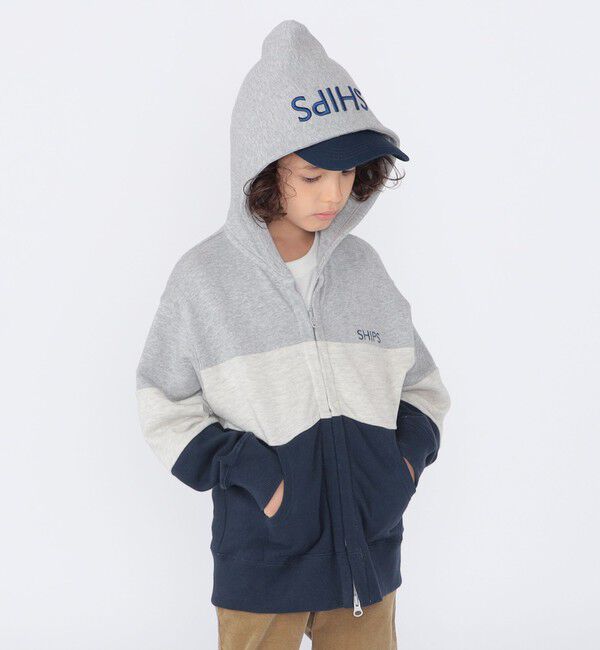 SHIPS KIDS「SHIPS KIDS:100～130cm / ロゴ フード ジップ パーカ」|パーカー|
