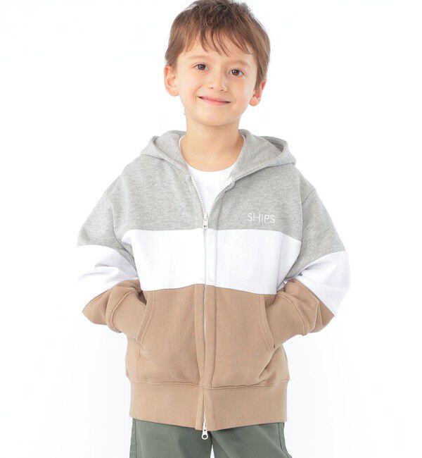 SHIPS KIDS「SHIPS KIDS:100～130cm / ロゴ フード ジップ パーカ」|パーカー|ベージュ