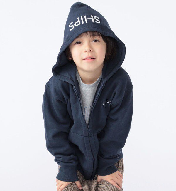 SHIPS KIDS「SHIPS KIDS:100～130cm / ロゴ フード ジップ パーカ」|パーカー|ネイビー